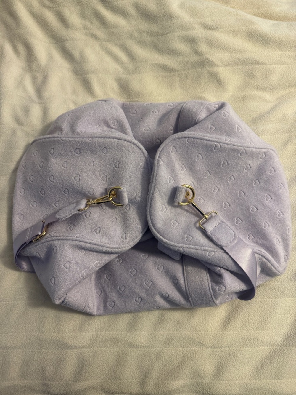 Stoney Clover Lane Lavender Heart-Embossed Shoulder Bag with Gold Hardware